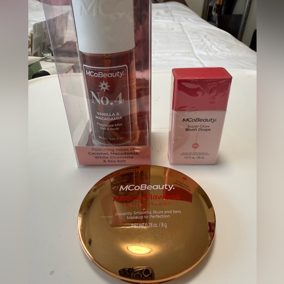 Mcobeauty makeup and fragrance bundle- blush drops, translucent powder, #4 mist - Picture 1 of 5